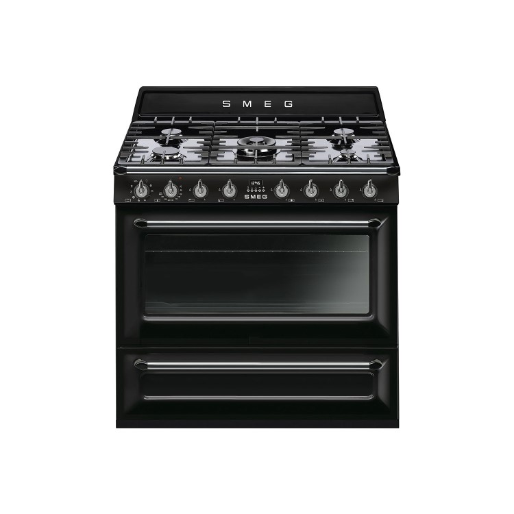 Smeg TR90BL9 Victoria 90cm Single Oven Dual Fuel Range Cooker - Black