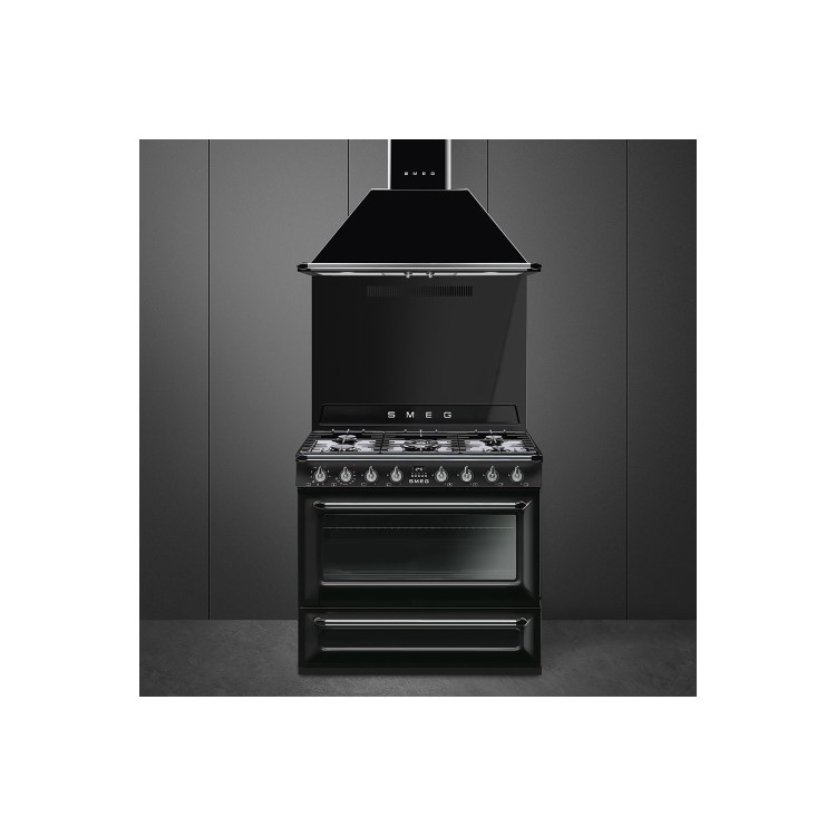 Smeg TR90BL9 Victoria 90cm Single Oven Dual Fuel Range Cooker - Black