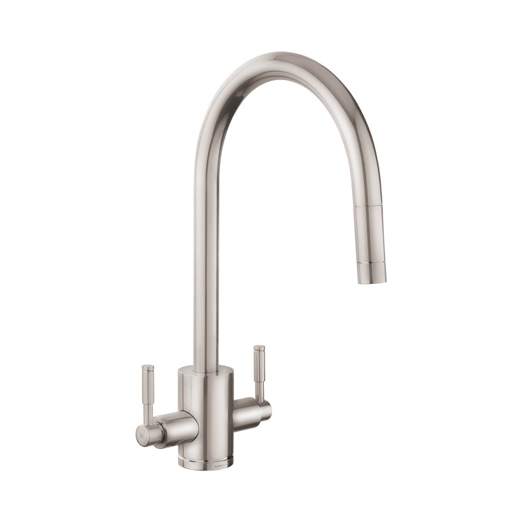 Rangemaster Aquatrend Dual Lever Monobloc Pull Out Kitchen Tap- Nickel