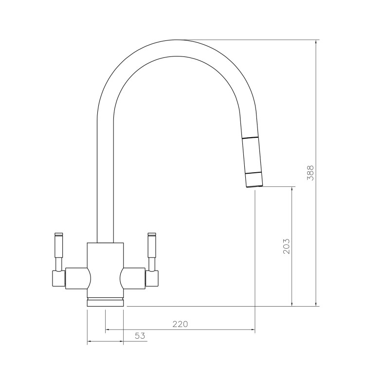 Rangemaster Aquatrend Dual Lever Monobloc Pull Out Kitchen Tap- Chrome