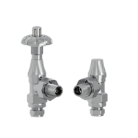 Maesta Chrome Traditional TRV Angled Thermostatic Radiator Valves With Lockshield