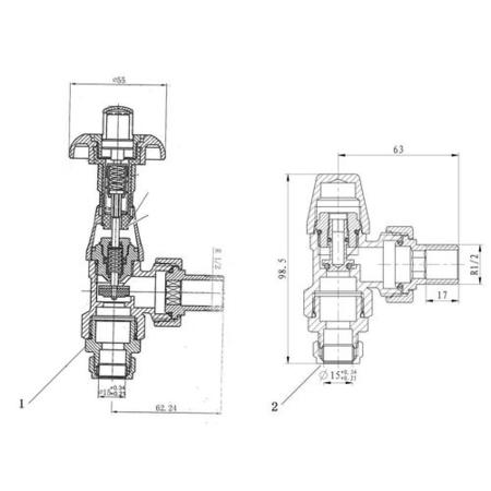 Maesta Chrome Traditional TRV Angled Thermostatic Radiator Valves With Lockshield