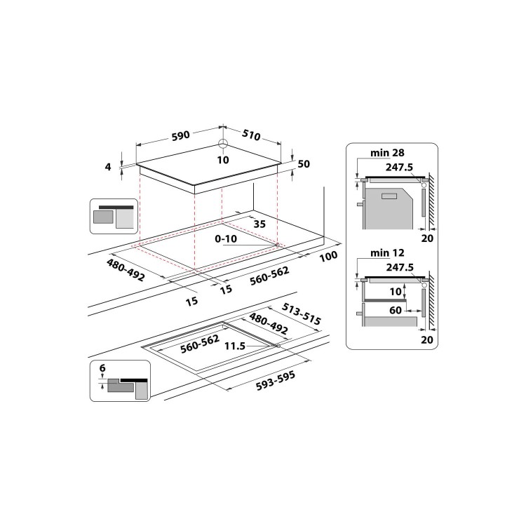 Refurbished Hotpoint CleanProtect TS3560FCPNE 59cm 4 Zone Induction Hob with Flexi Space