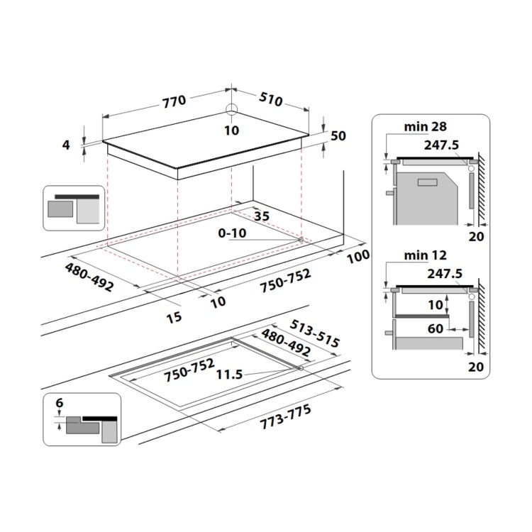 Hotpoint CleanProtect 77cm 4 Zone Induction Hob with Flexi Duo