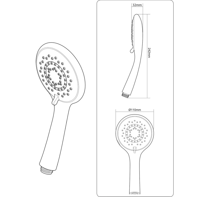 Triton 8000 Series White Shower Handset