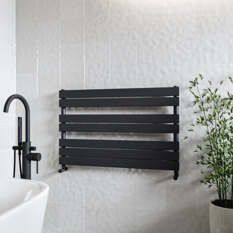 GRADE A2 - Black Heated Towel Rail Radiator 600 x 1000mm - Tundra