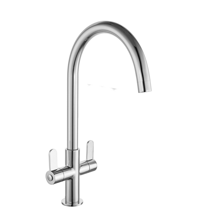 Essence Turvey Dual Lever Square Monobloc Mixer Kitchen Tap- Chrome