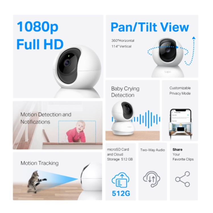 TP-Link PanTilt Home Security WiFi 1080p Camera 2Pack