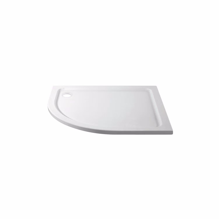 1000x800mm Left Hand Offset Quadrant Shower Tray - White Acrylic Stone Resin - Pearl