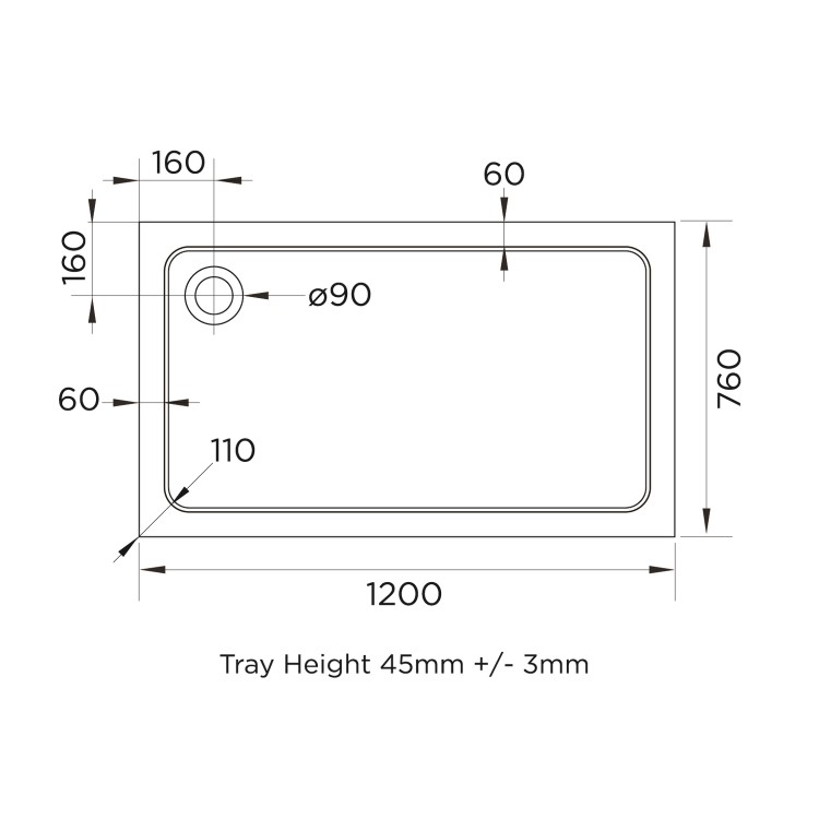 GRADE A2 - 1200x760mm White Acrylic Capped Stone Resin Rectangular Shower Tray  - Pearl