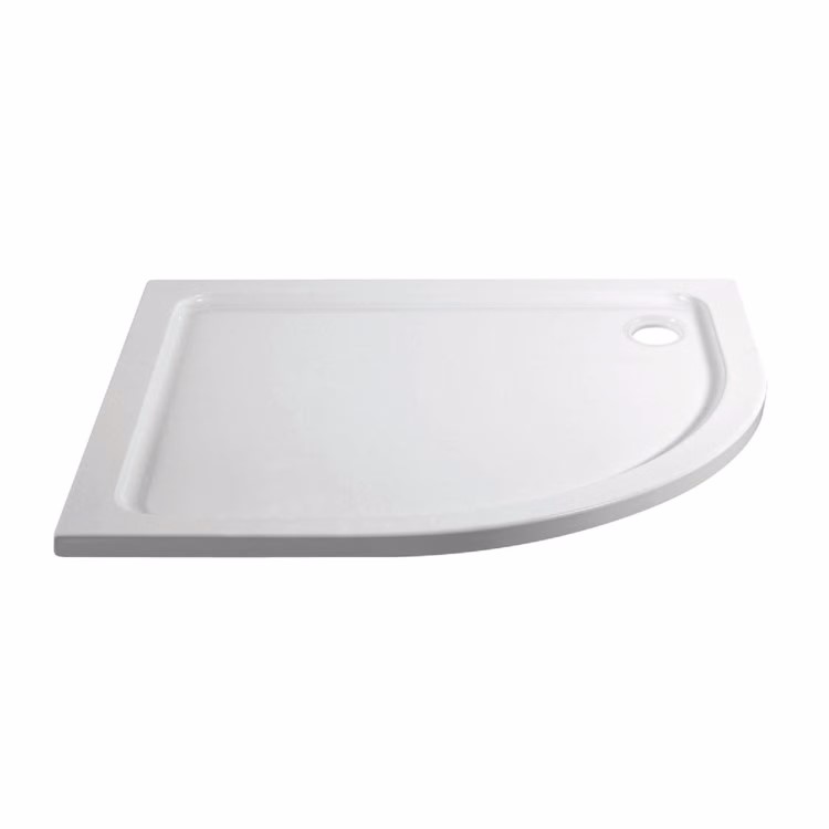 1200x800mm Right Hand Offset Quadrant Shower Tray - White Acrylic Stone Resin - Pearl