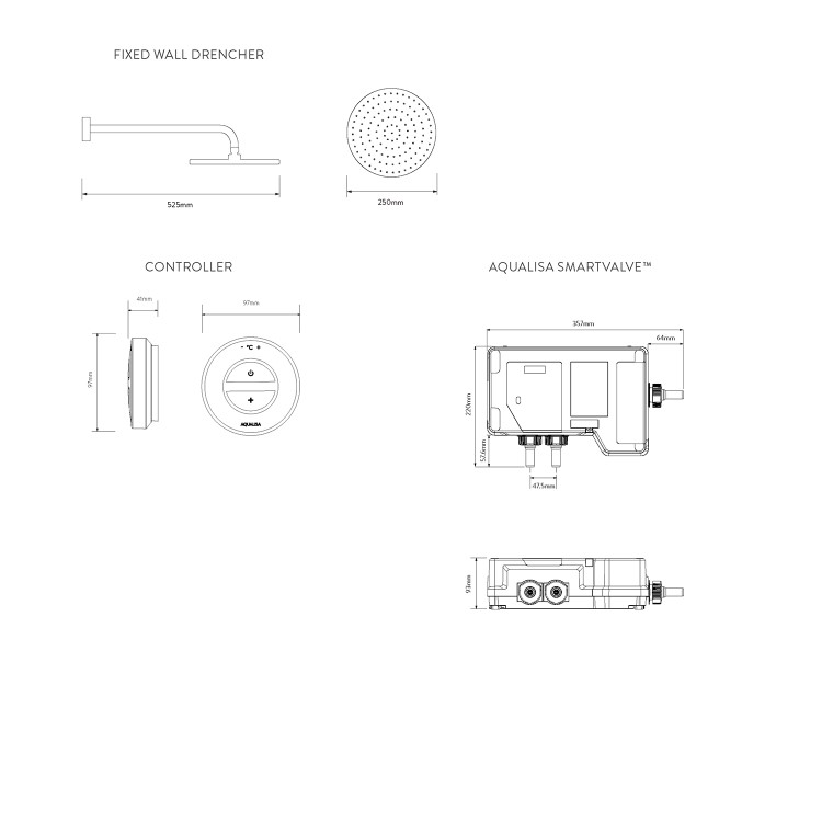 Aqualisa Unity Q Smart Digital Shower Concealed with Wall Fixed Head HP/Combi