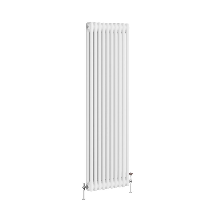 Reggio White Vertical Double Column Traditional Radiator 1500x470mm 3715 BTU - Cast Iron Style