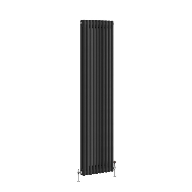 Reggio Midnight Black Vertical Double Column Traditional Radiator 1800x470mm 4399 BTU - Cast Iron Style