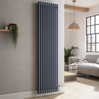 Reggio Anthracite Vertical Double Column Traditional Radiator 1800x470mm 4399 BTU - Cast Iron Style