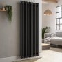 Reggio Midnight Black Vertical Double Column Traditional Radiator 1500x560mm 4458 BTU - Cast Iron Style