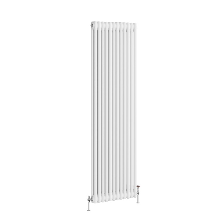 Reggio White Vertical Double Column Traditional Radiator 1800x560mm 5279 BTU - Cast Iron Style