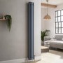 Reggio Anthracite Vertical Double Column Traditional Radiator 1800x200mm 1759 BTU - Cast Iron Style