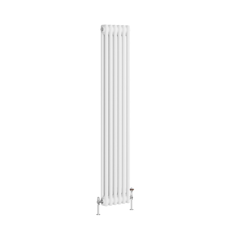 Reggio White Vertical Double Column Traditional Radiator 1500x290mm 2229 BTU - Cast Iron Style