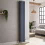 Reggio Anthracite Vertical Double Column Traditional Radiator 1800x290mm 2639 BTU - Cast Iron Style