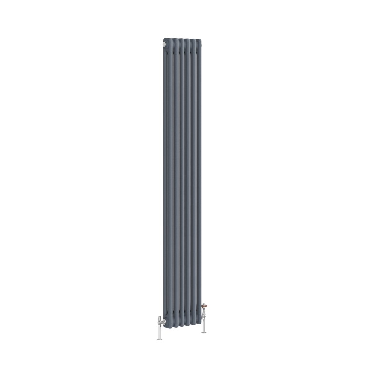 Reggio Anthracite Vertical Double Column Traditional Radiator 1800x290mm 2639 BTU - Cast Iron Style