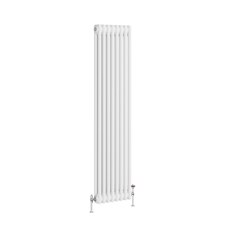 Reggio White Vertical Double Column Traditional Radiator 1500x380mm 2972 BTU - Cast Iron Style