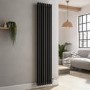 Reggio Midnight Black Vertical Double Column Traditional Radiator 1800x380mm 3519 BTU - Cast Iron Style