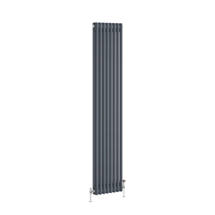 Reggio Anthracite Vertical Double Column Traditional Radiator 1800x380mm 3519 BTU - Cast Iron Style