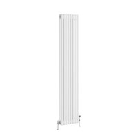 Reggio White Vertical Double Column Traditional Radiator 1800x380mm 3519 BTU - Cast Iron Style