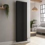 Reggio Midnight Black Vertical Triple Column Traditional Radiator 1500x470mm 4688 BTU - Cast Iron Style