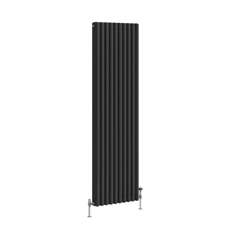 Reggio Midnight Black Vertical Triple Column Traditional Radiator 1500x470mm 4688 BTU - Cast Iron Style