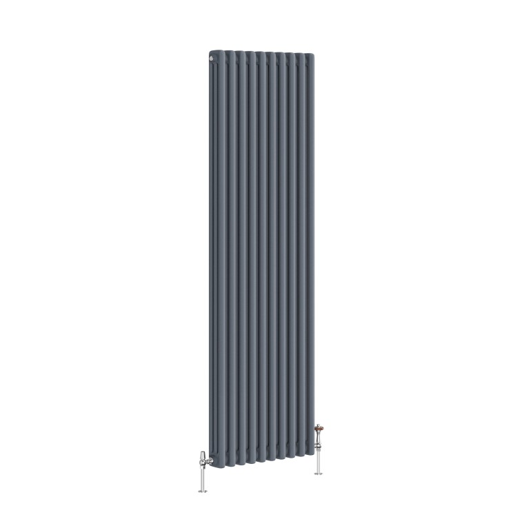 Reggio Anthracite Vertical Triple Column Traditional Radiator 1500x470mm 4688 BTU - Cast Iron Style