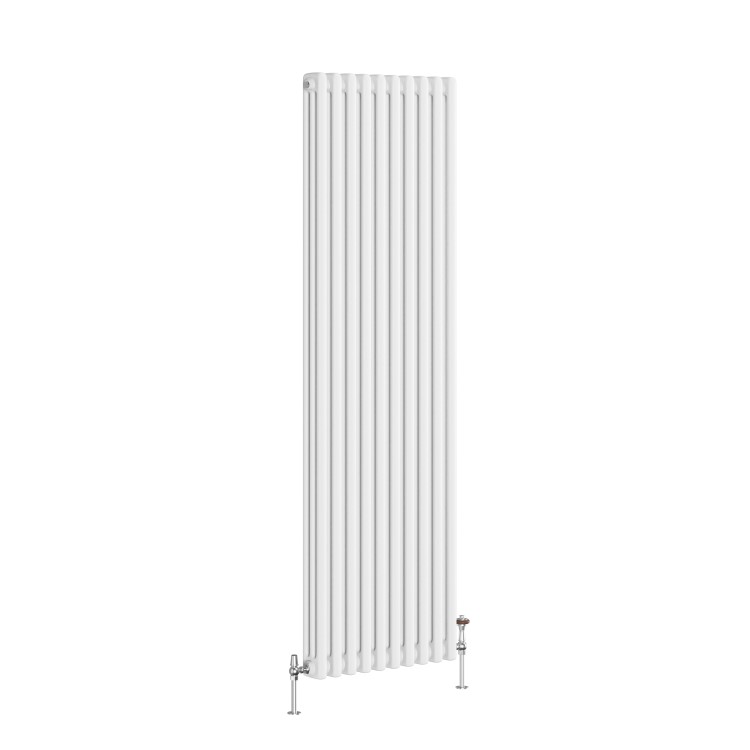 Reggio White Vertical Triple Column Traditional Radiator 1500x470mm 4688 BTU - Cast Iron Style