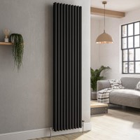 Reggio Midnight Black Vertical Triple Column Traditional Radiator 1800x470mm 5545 BTU - Cast Iron Style