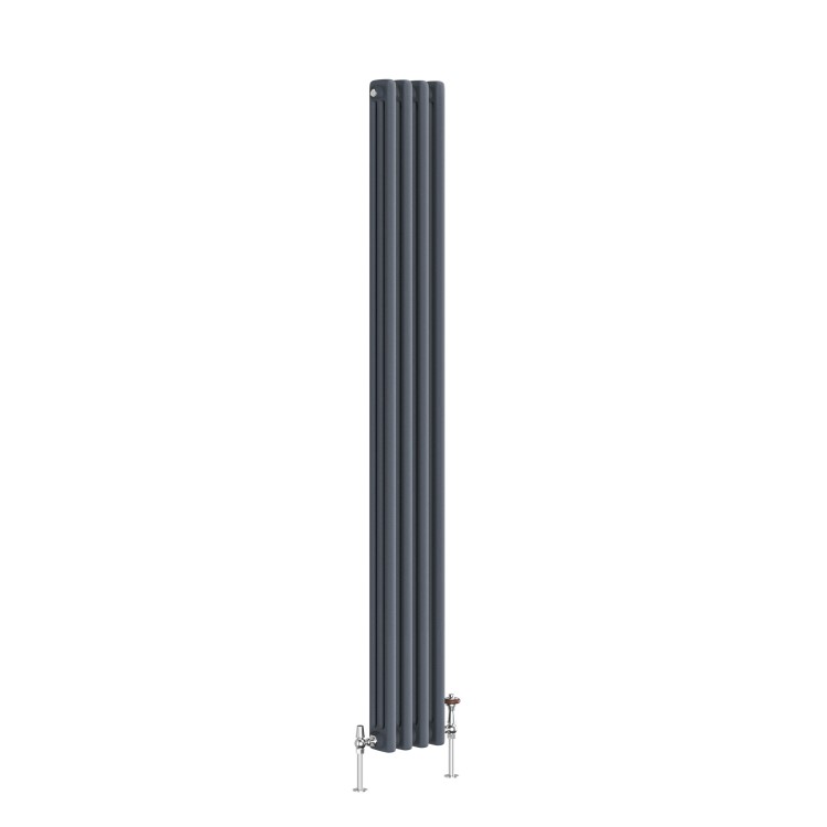 Reggio Anthracite Vertical Triple Column Traditional Radiator 1500x200mm 1875 BTU - Cast Iron Style