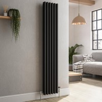 Reggio Midnight Black Vertical Triple Column Traditional Radiator 1500x290mm 2813 BTU - Cast Iron Style