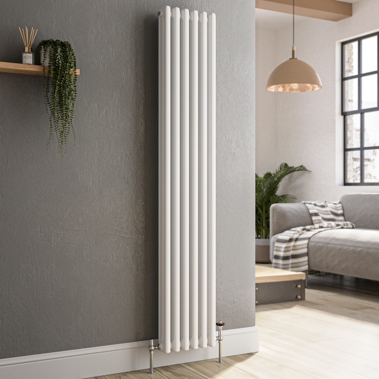 Reggio White Vertical Triple Column Traditional Radiator 1500x290mm 2813 BTU - Cast Iron Style