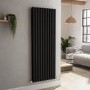 Sorrento Midnight Black Vertical Oval Designer Radiator 1600x590mm Double Panel 5585 BTU