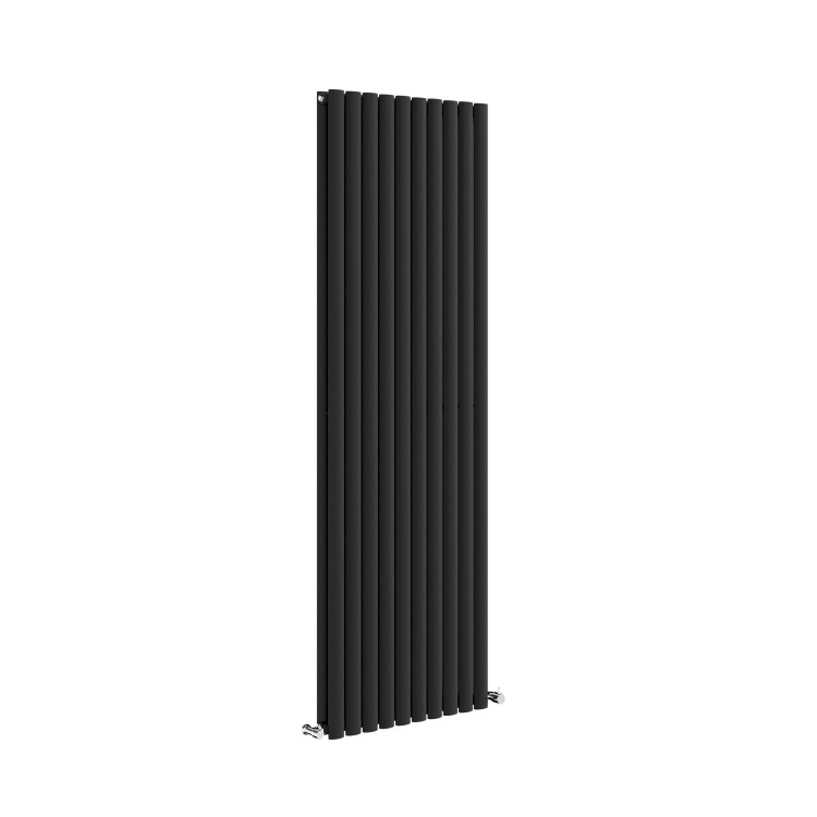 Sorrento Midnight Black Vertical Oval Designer Radiator 1800x590mm Double Panel 6229 BTU