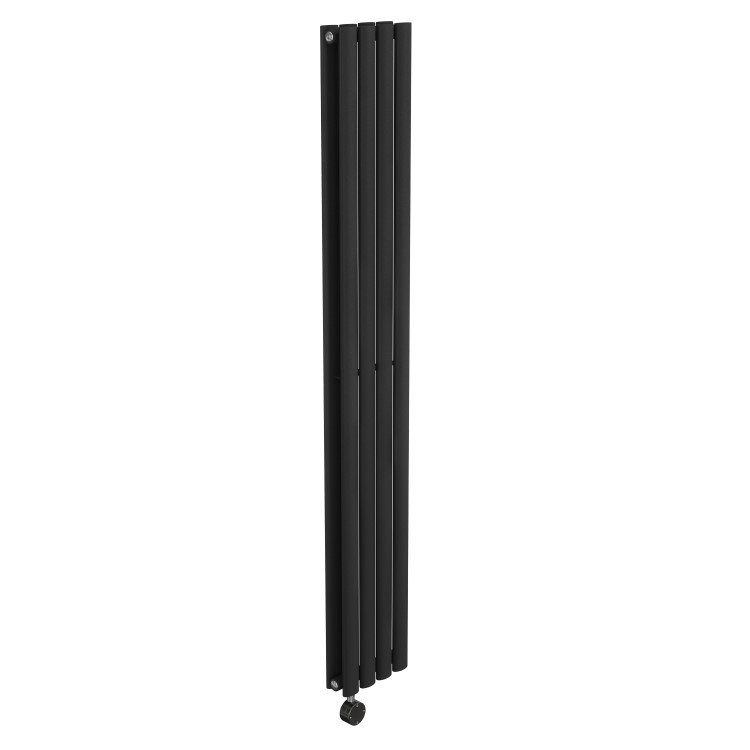 Midnight Black Electric Vertical Designer Radiator 1.2kW with Wi-Fi Thermostat - Double Panel H1600xW236mm - IPX4 Bathroom Safe