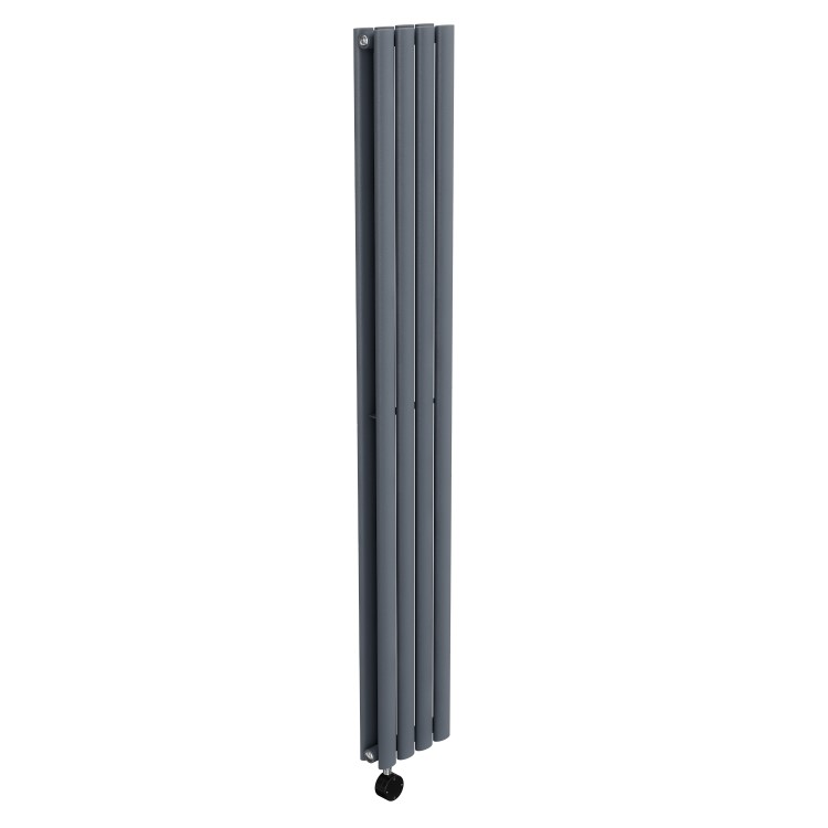 Anthracite Electric Vertical Designer Radiator 1.2kW with Wi-Fi Thermostat - Double Panel H1600xW236mm - IPX4 Bathroom Safe