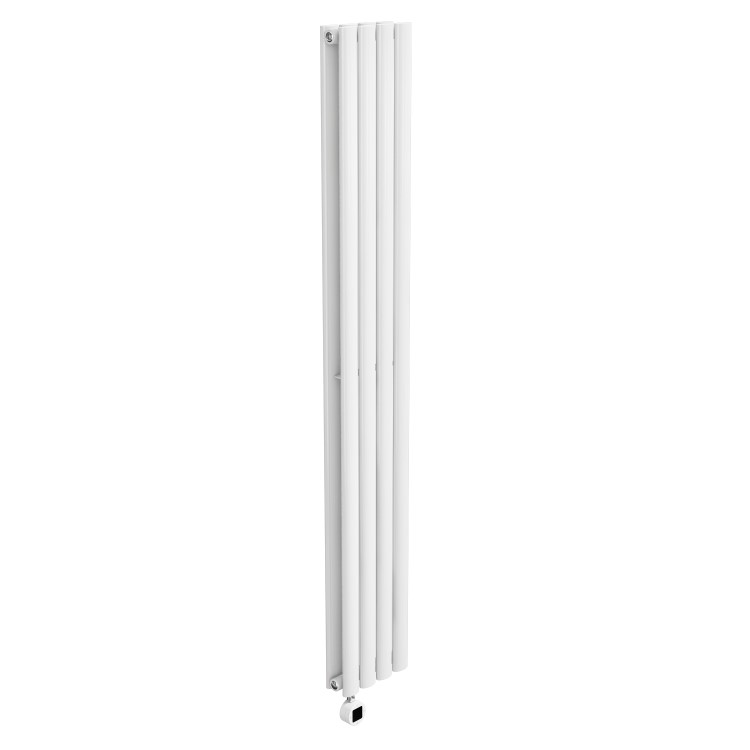 White Electric Vertical Designer Radiator 1.2kW with Wi-Fi Thermostat - Double Panel H1600xW236mm - IPX4 Bathroom Safe