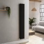 Sorrento Midnight Black Vertical Oval Designer Radiator 1600x236mm Double Panel 2234 BTU