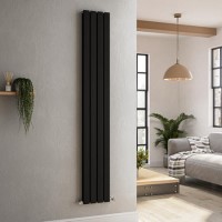 Riace Midnight Black Vertical Flat Designer Radiator 1800x272mm Double Panel 2778 BTU