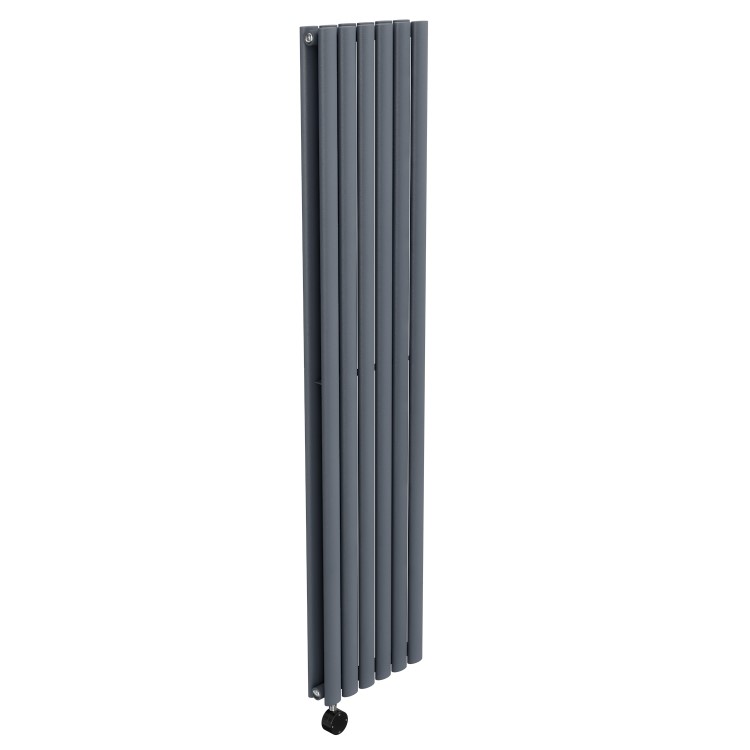 Anthracite Electric Vertical Designer Radiator 1.2kW with Wi-Fi Thermostat - Double Panel H1600xW354mm - IPX4 Bathroom Safe