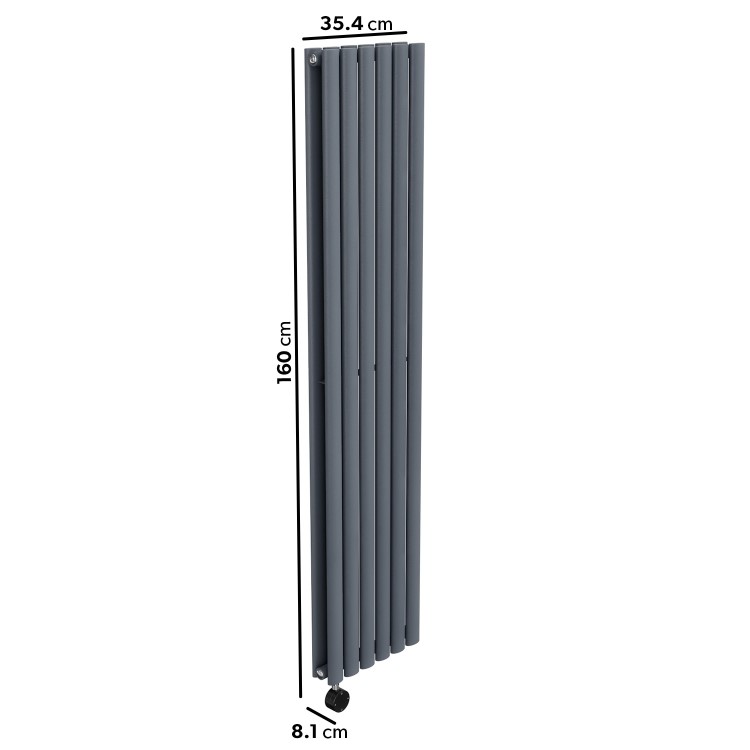 Anthracite Electric Vertical Designer Radiator 1.2kW with Wi-Fi Thermostat - Double Panel H1600xW354mm - IPX4 Bathroom Safe