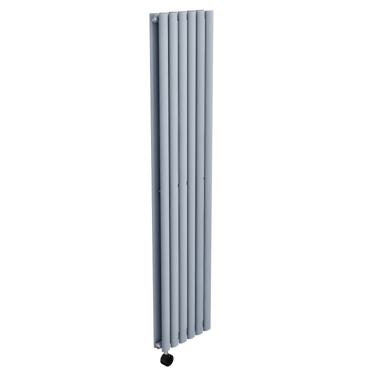 Light Grey Electric Vertical Designer Radiator 1.2kW with Wi-Fi Thermostat - Double Panel H1600xW354mm - IPX4 Bathroom Safe