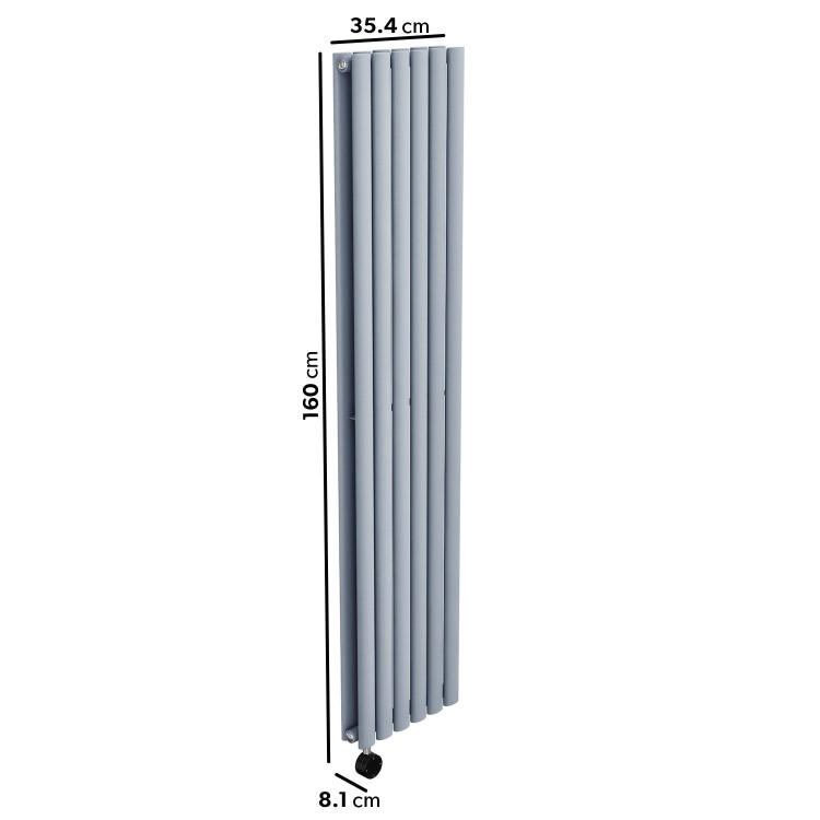 Light Grey Electric Vertical Designer Radiator 1.2kW with Wi-Fi Thermostat - Double Panel H1600xW354mm - IPX4 Bathroom Safe