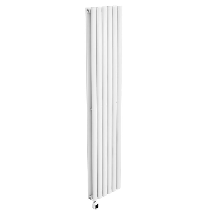 White Electric Vertical Designer Radiator 1.2kW with Wi-Fi Thermostat - Double Panel H1600xW354mm - IPX4 Bathroom Safe