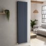 Sorrento Anthracite Vertical Oval Designer Radiator 1800x472mm Double Panel 4983 BTU